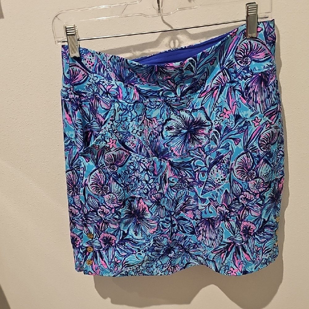 Lilly Pulitzer Blue and Pink Floral Pencil Skirt
